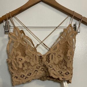 Free People One Lace Tan/Light brown Bralette Small